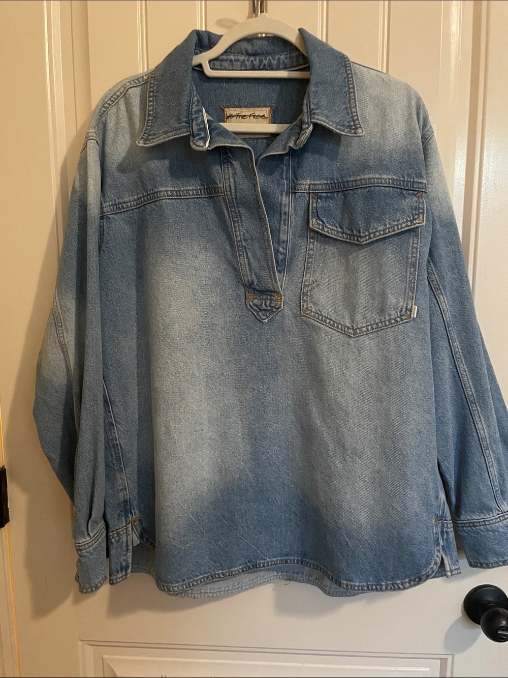 We The Free Light Blue Leah Denim Pullover Jacket NWOT SOLD OUT PTP 24”